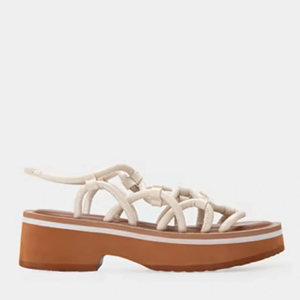 NEW 👡 Aerosoles Chaya Platform Flatform Sandals | white leather women’s size 8